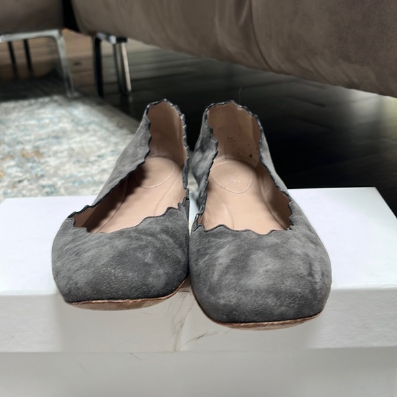 Chloé gray velvet flats with ruffle edges - Picture 3 of 5